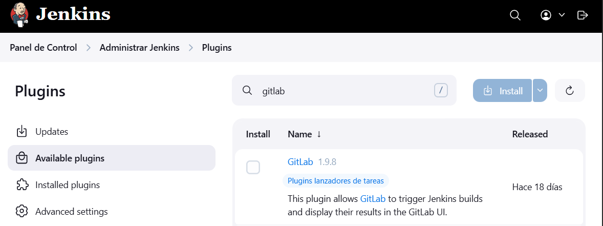 Jenkins select install plugin