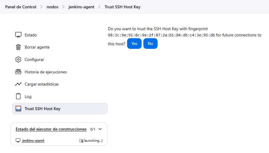 Jenkins agent accept fingerprinting
